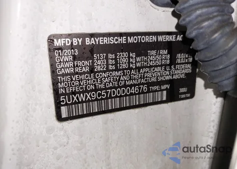 2013 BMW X3 xDrive28I from USA, damaged, VIN 5UXWX9C57D0D04676